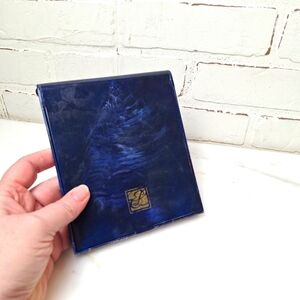 EL Flip-Top  Mirror Blue Marble Make-up Round Square Vintage Womens Accessories